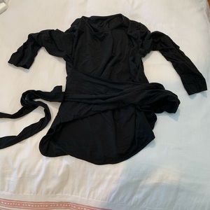 MM lafluer black cotton wrap dress shirt